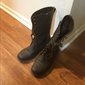 Brown combat boots